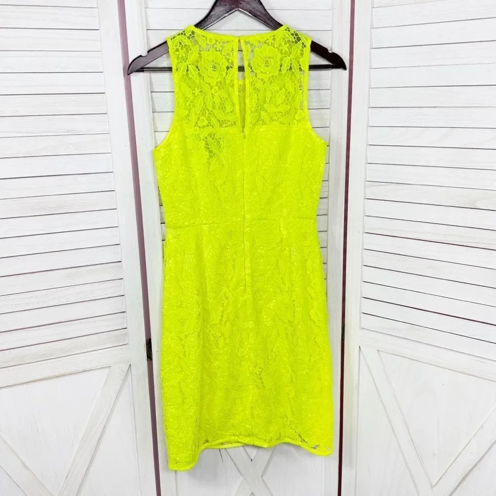 J. Crew Collection Neon‎ Lace Sleeveless Sheath Dress Yellow 4